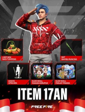 Ilustrasi item 17 an yang disediakan Garena bagi player Free Fire FF. [Instagram]